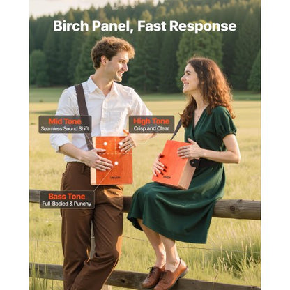 Cajon Box Drum Wooden Percussion Instrument with Guitar Strings Travel Case | EU