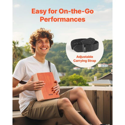 Cajon Box Drum Wooden Percussion Instrument with Guitar Strings Travel Case | EU