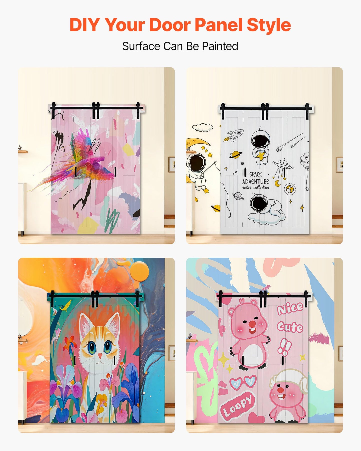 Bifold Barn Door, 60" x 84", MDF Bi-Fold Sliding Closet Doors, Hardware Kit Included, H-Frame Space-Saving Design, Pre-Assembled Panels for Bedroom, Living Room, Wardrobe and Room Divider, White