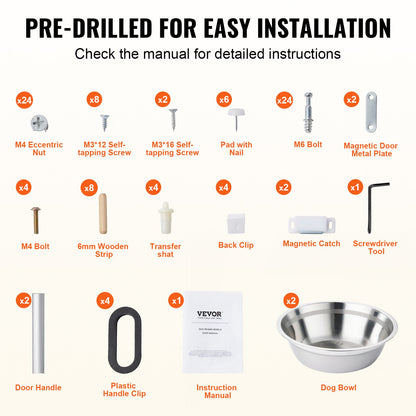 Pet Feeding Station with 2 Elevated Dog Bowls Dog Food and Toy Storage Cabinet