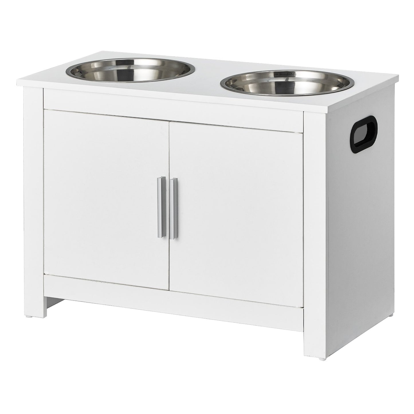 Pet Feeding Station with 2 Elevated Dog Bowls Dog Food and Toy Storage Cabinet