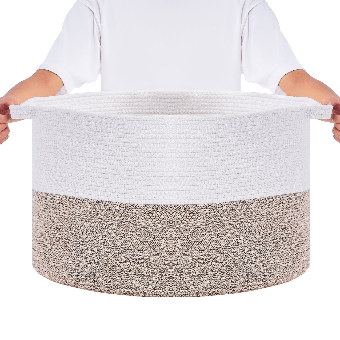 Förvaringskorg i bomullsrep 67L vävd filtkorg 20 x 20 x 13 tum