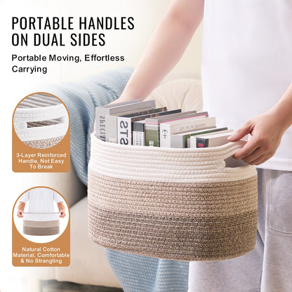 Cotton Rope Basket 3-Pack 22L Woven Storage Basket for Organization