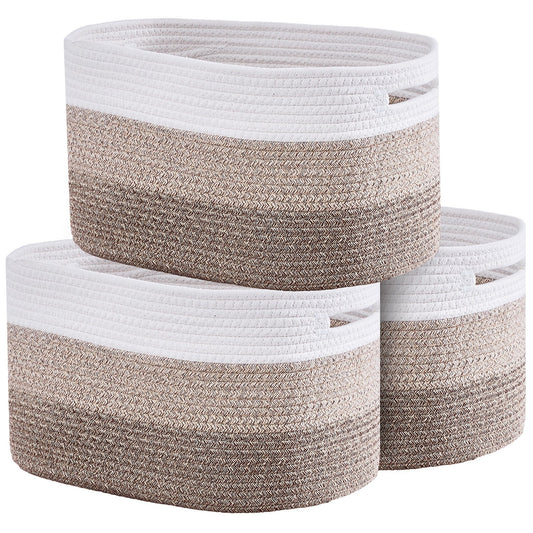 Cotton Rope Basket 3-Pack 22L Woven Storage Basket for Organization