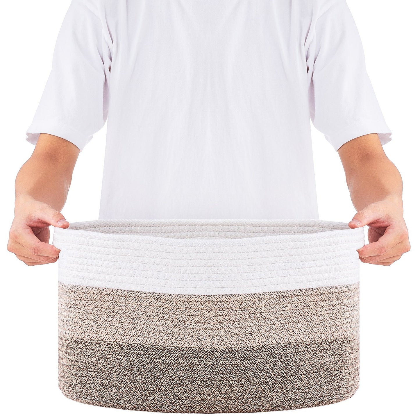 Cotton Rope Basket 3-Pack 22L Woven Storage Basket for Organization