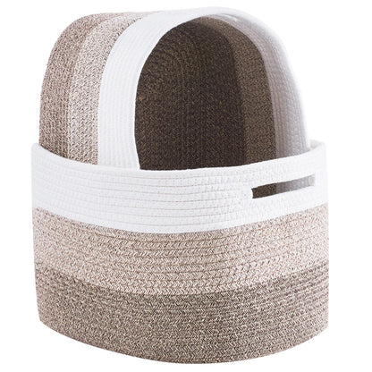 Cotton Rope Basket 3-Pack 22L Woven Storage Basket for Organization
