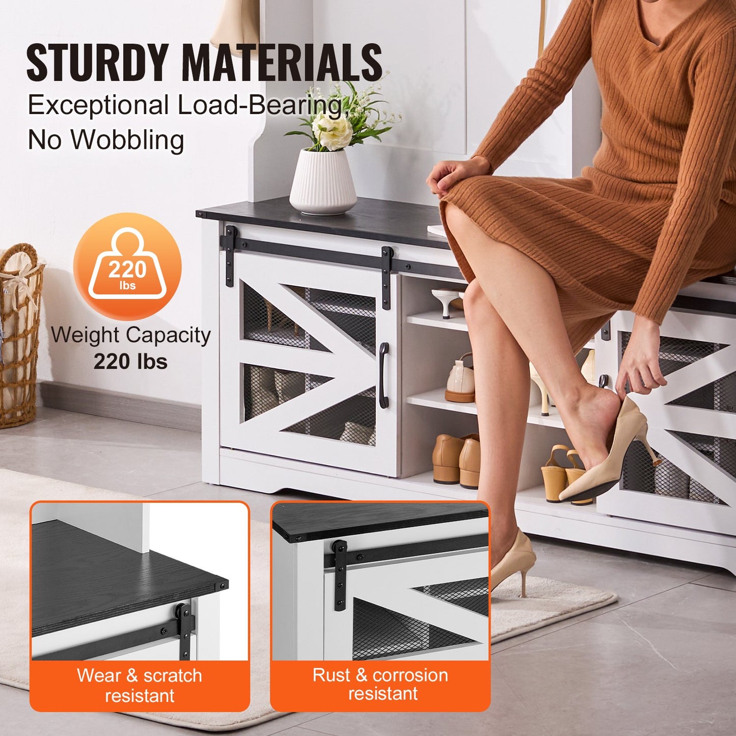 Hallway tree Wooden hallway tree with bench 12 hooks for entrance and hallway