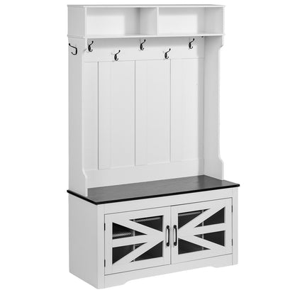 Hall tree Wooden hall tree with bench 7 hooks for entrance and hall