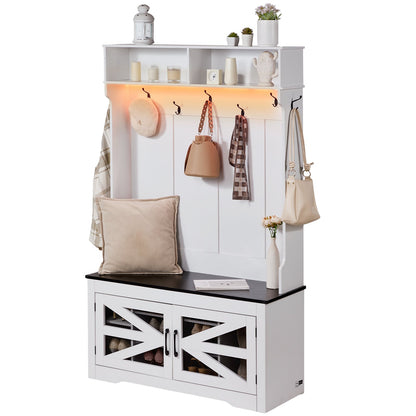 Hall tree Wooden hall tree with bench 7 hooks for entrance and hall