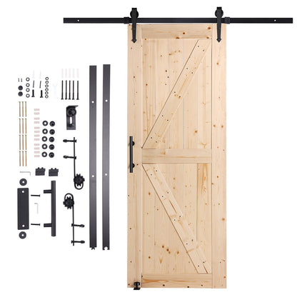 Scheunentor und Hardware-Kit 30" x 84" Holz-Schiebetür-Kit glatt