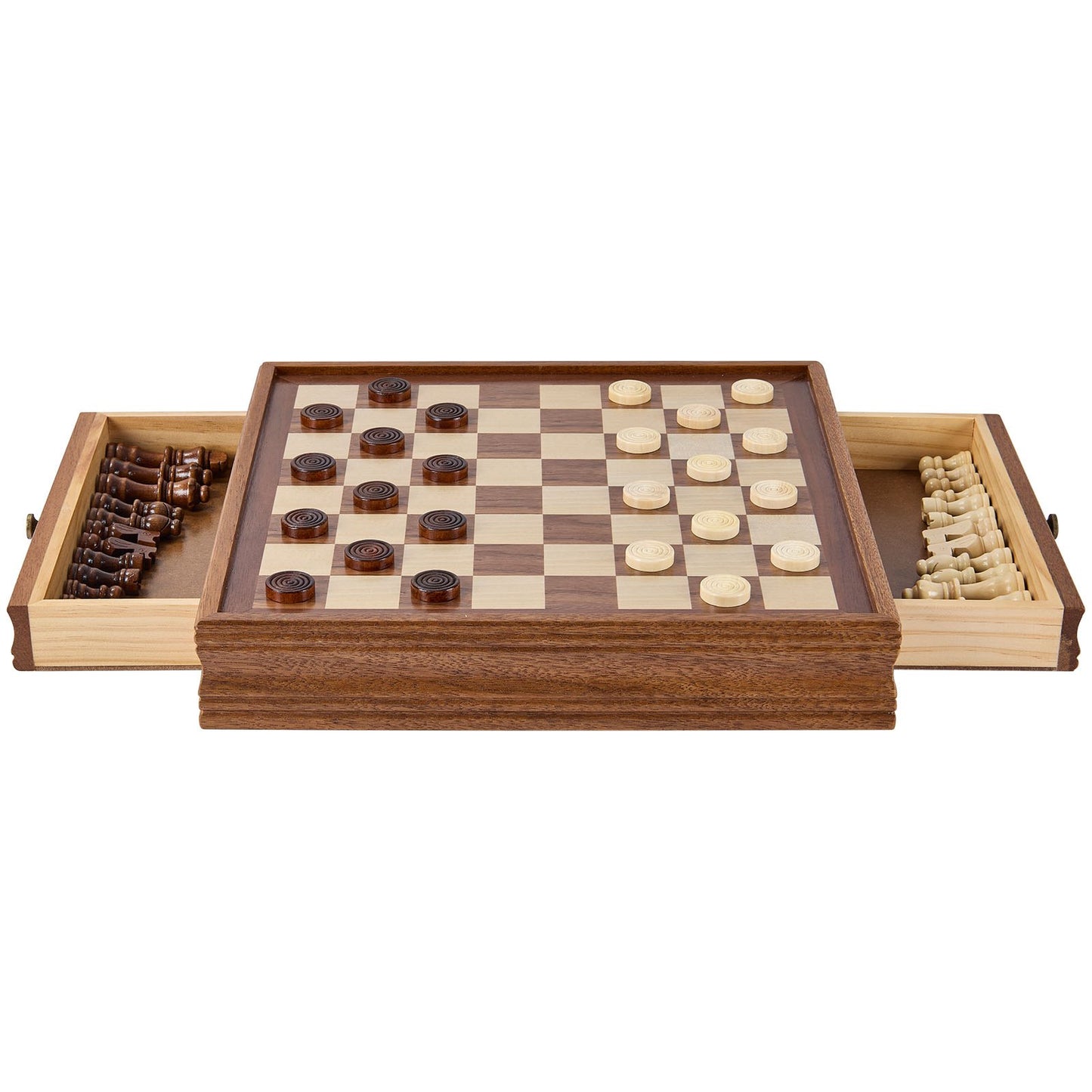 Schachspiel aus Massivholz, 15 Zoll 2-in-1 Schach-Dame-Spielset, Schachbrettspiel mit Aufbewahrungsbox und gewichteten Schachfiguren &amp; 2 Damen, für Erwachsene, Kinderturnier, Profi-Anfänger