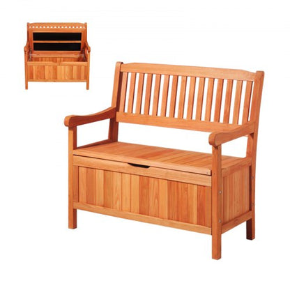 Wooden bench for 2 people, Waterproof wooden storage box, 137 liter veranda | EU