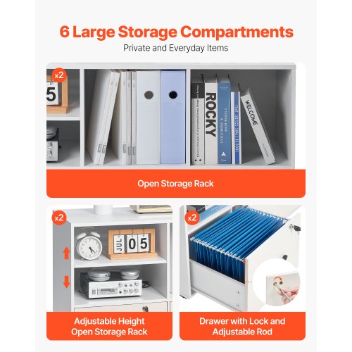 Holzschrank mit 2 Schubladen, Rollcontainer und verstellbaren Einlegeböden