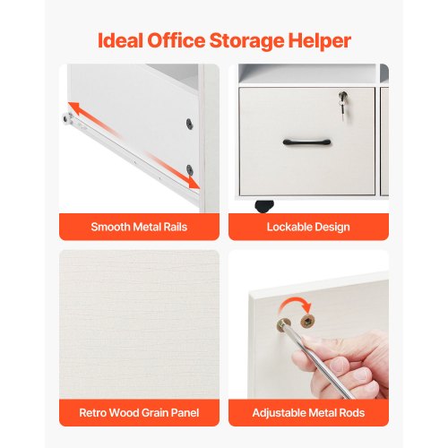 Holzschrank mit 2 Schubladen, Rollcontainer und verstellbaren Einlegeböden