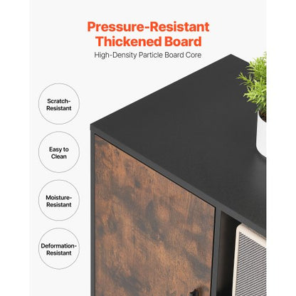 Holzschrank, abschließbarer mobiler Schrank, offene Regale, rustikales Braun