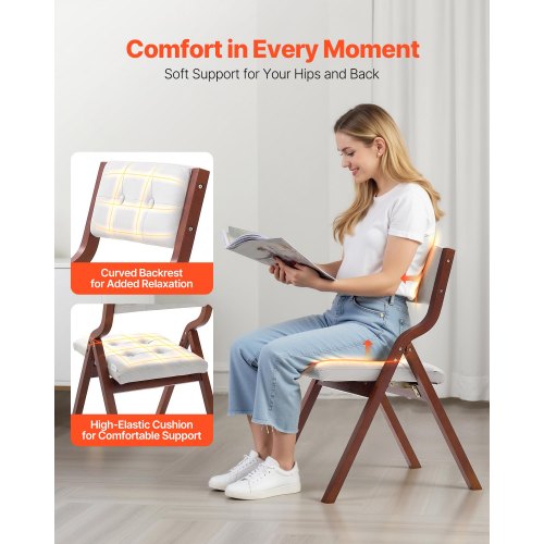 Klappstühle aus Holz mit gepolsterten Kissen und Holzrahmen Weiß 2er-Set | EU