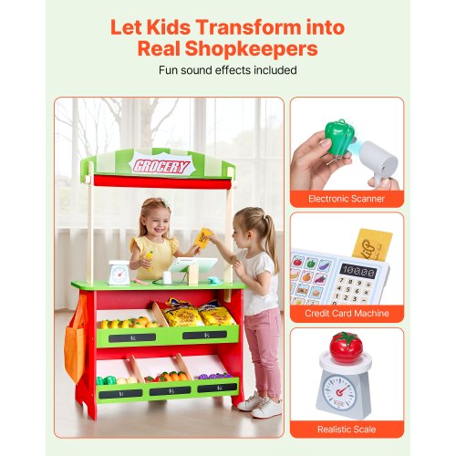 Holz-Puppentheater 2-in-1 wendbarer Kaufladen Kinderspiel-Marktstand