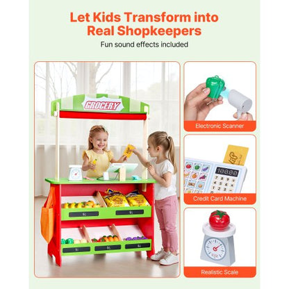 Holz-Puppentheater 2-in-1 wendbarer Kaufladen Kinderspiel-Marktstand