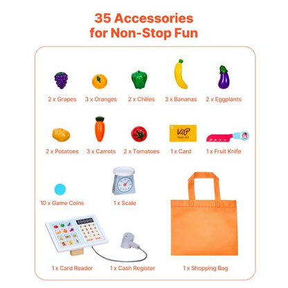 Kinder-Lebensmittelgeschäft-Spielset, Supermarkt-Spielzeugset mit Registrierkasse | EU