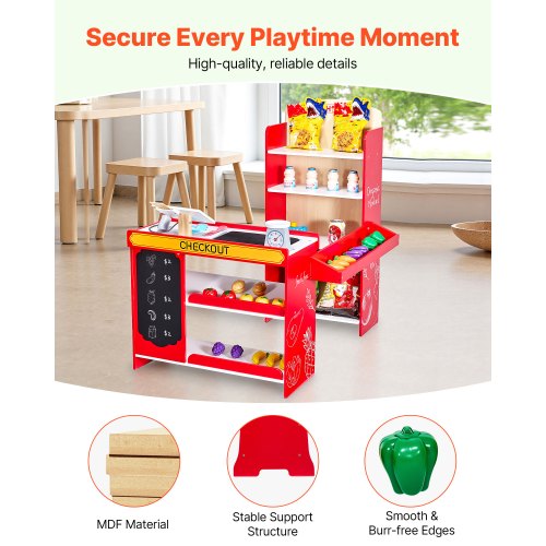 Kinder-Lebensmittelgeschäft-Spielset, Supermarkt-Spielzeugset mit Registrierkasse | EU