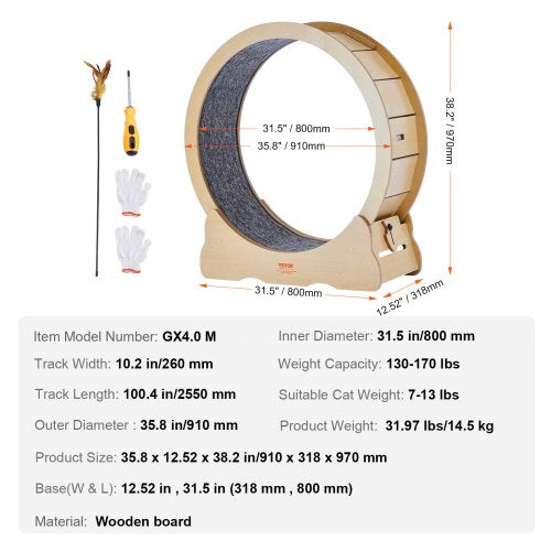 Cat Exercise Wheel Large Cat Treadmill for Indoor Cats 35.8 Inch | EU