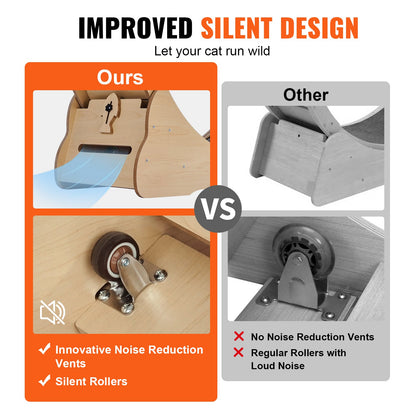 Cat Träningshjul 43,3" Stort Cat löpbandshjul för innekatter Gul