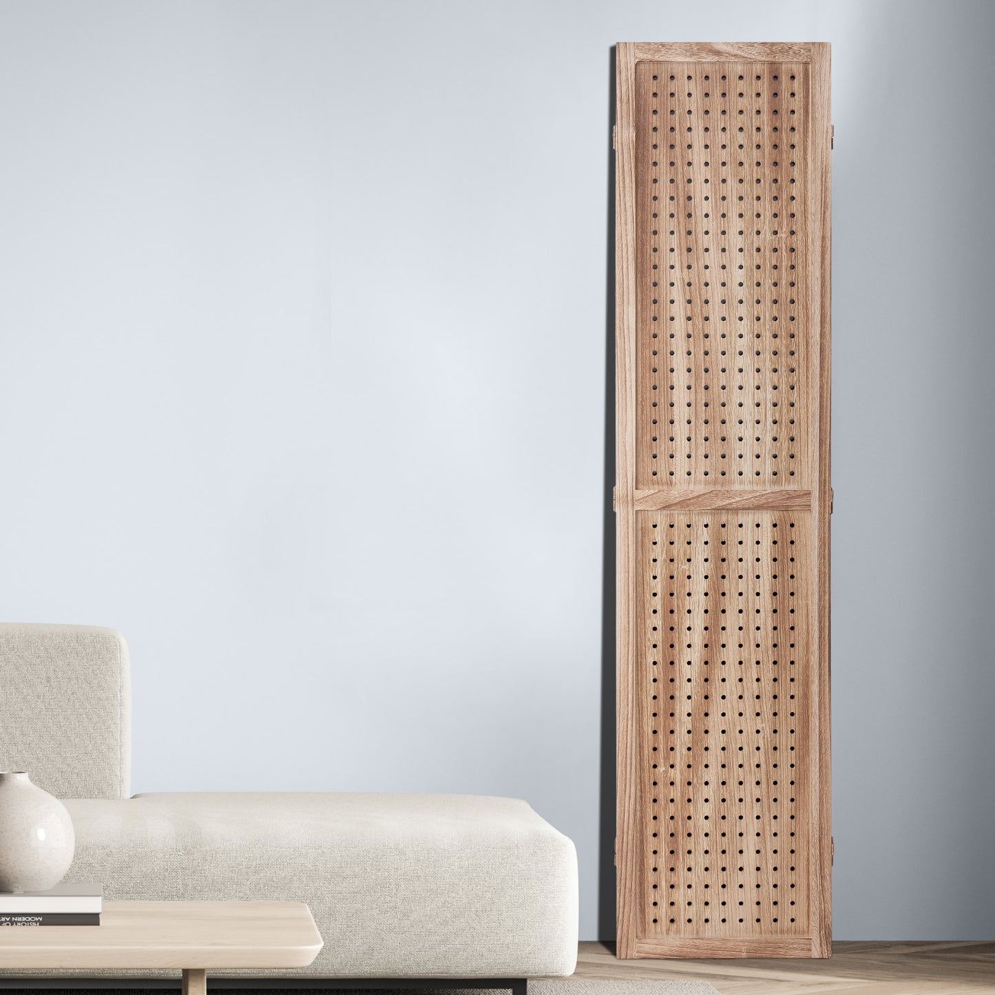 Wood Room Divider, 4 Panel Wood Folding Privacy Screen, 66.9 Inches Tall Indoor Carved Partition Divider, Portable Decoration Screen, for Room Separation, Home, Office, Restaurant & Bedroom