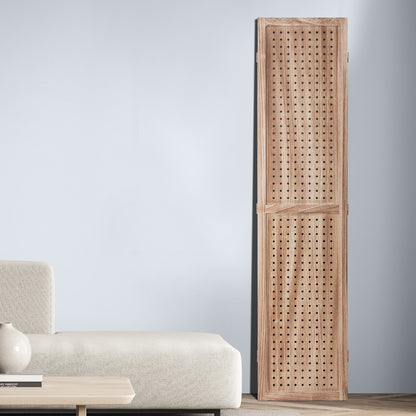 Wood Room Divider, 4 Panel Wood Folding Privacy Screen, 66.9 Inches Tall Indoor Carved Partition Divider, Portable Decoration Screen, for Room Separation, Home, Office, Restaurant & Bedroom