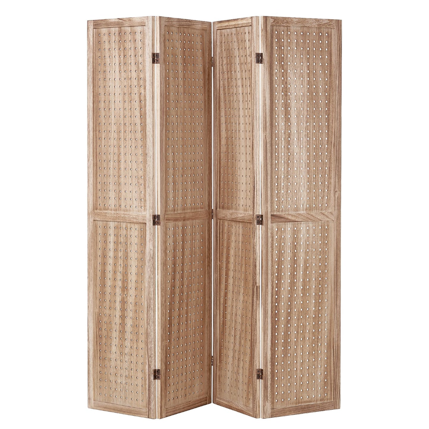 Wood Room Divider, 4 Panel Wood Folding Privacy Screen, 66.9 Inches Tall Indoor Carved Partition Divider, Portable Decoration Screen, for Room Separation, Home, Office, Restaurant & Bedroom