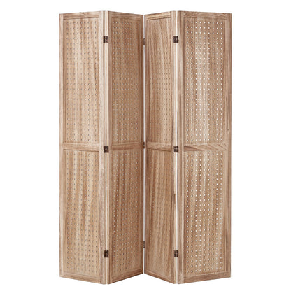 Wood Room Divider, 4 Panel Wood Folding Privacy Screen, 66.9 Inches Tall Indoor Carved Partition Divider, Portable Decoration Screen, for Room Separation, Home, Office, Restaurant & Bedroom