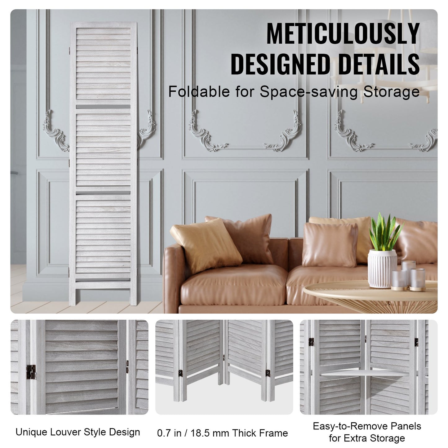 Raumteiler aus Holz, 4-teilig, für die Raumtrennung im Homeoffice