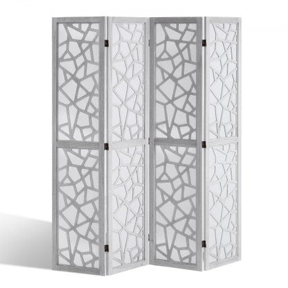 Wood Room Divider, 4 Panel Wood Folding Privacy Screen, 66.9 Inches Tall Indoor Carved Wooden Partition, Portable Decoration Screen, for Room Separation, Home, Office, Restaurant & Bedroom
