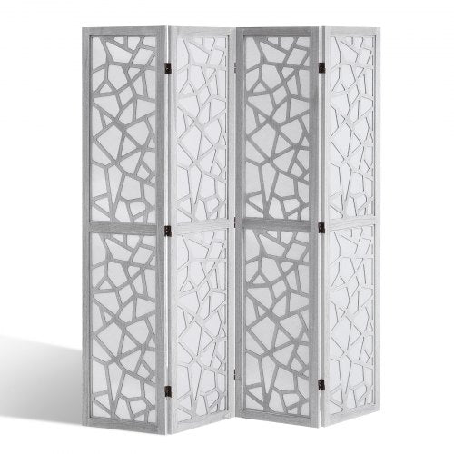 Wood Room Divider, 4 Panel Wood Folding Privacy Screen, 66.9 Inches Tall Indoor Carved Wooden Partition, Portable Decoration Screen, for Room Separation, Home, Office, Restaurant & Bedroom