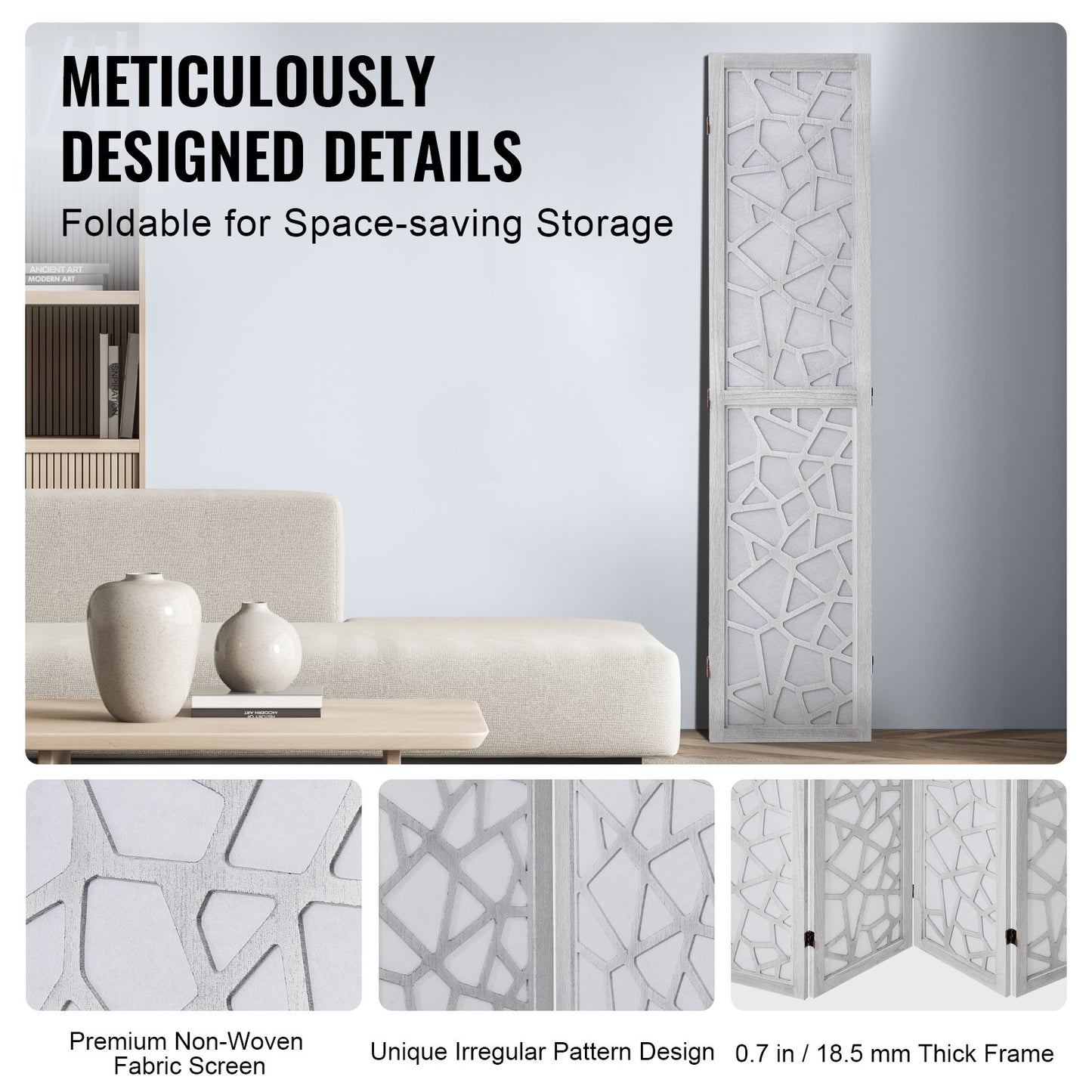 Wood Room Divider Wooden Screen 4 Panel Room Separation Privacy Screen