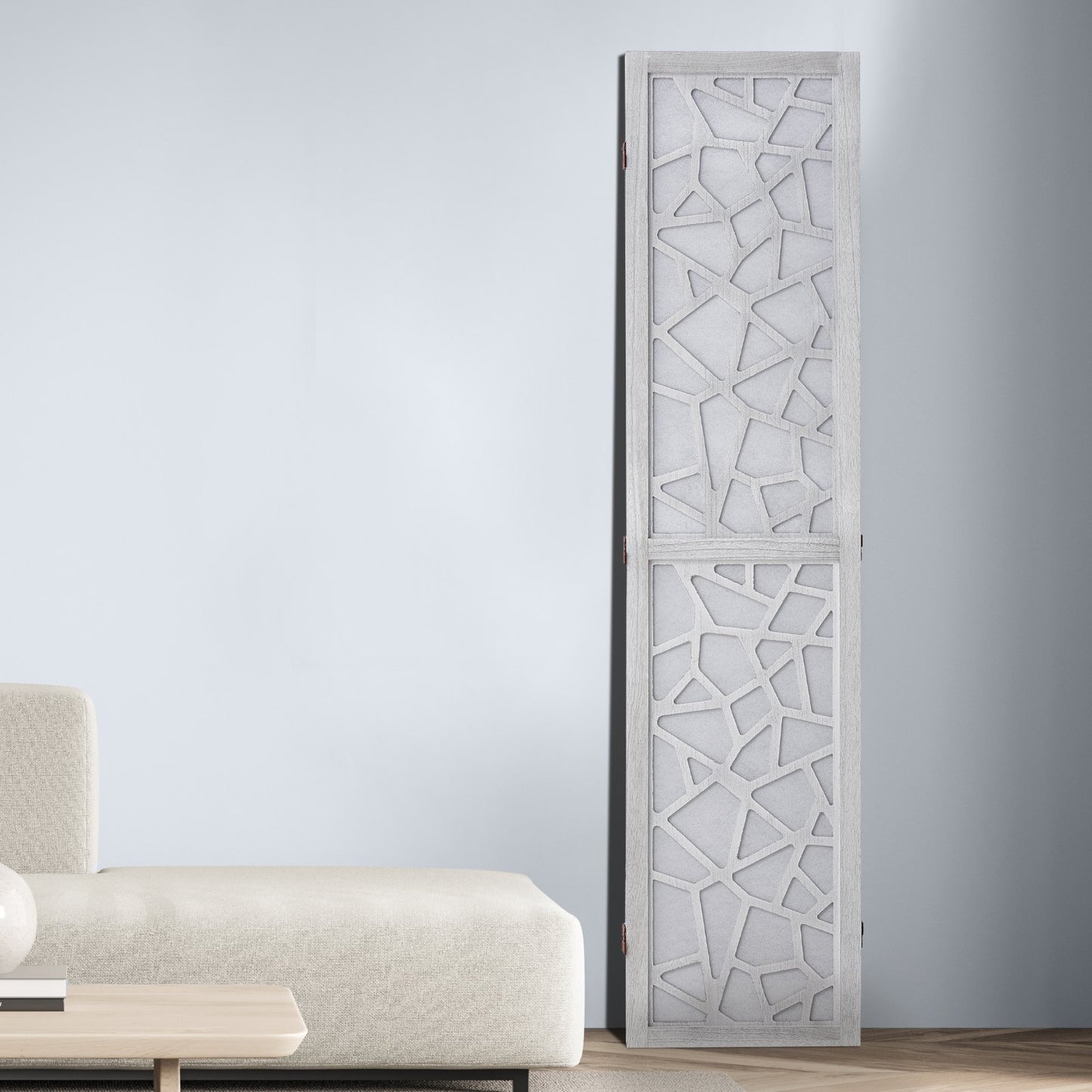 Wood Room Divider, 4 Panel Wood Folding Privacy Screen, 66.9 Inches Tall Indoor Carved Wooden Partition, Portable Decoration Screen, for Room Separation, Home, Office, Restaurant & Bedroom