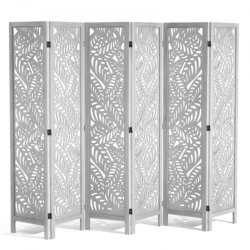 Wood Room Divider, 6 Panel Wood Folding Privacy Screen, 66.9 Inches Tall Indoor Carved Partition Divider, Portable Decoration Screen, for Room Separation, Home, Office, Restaurant & Bedroom