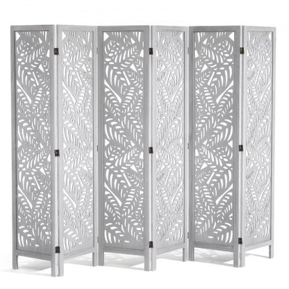 Wood Room Divider, 6 Panel Wood Folding Privacy Screen, 66.9 Inches Tall Indoor Carved Partition Divider, Portable Decoration Screen, for Room Separation, Home, Office, Restaurant & Bedroom