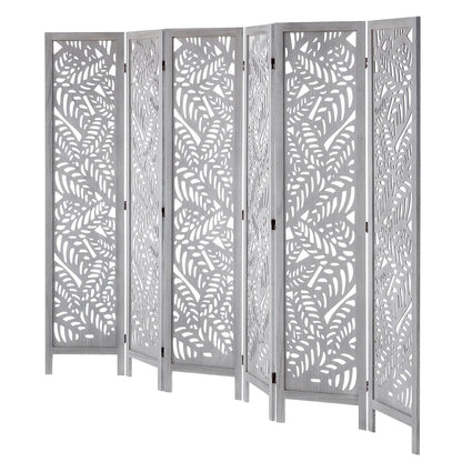 Wood Room Divider, 6 Panel Wood Folding Privacy Screen, 66.9 Inches Tall Indoor Carved Partition Divider, Portable Decoration Screen, for Room Separation, Home, Office, Restaurant & Bedroom