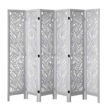 Wood Room Divider, 6 Panel Wood Folding Privacy Screen, 66.9 Inches Tall Indoor Carved Partition Divider, Portable Decoration Screen, for Room Separation, Home, Office, Restaurant & Bedroom