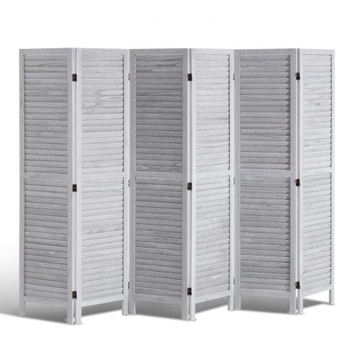 Wood Room Divider, 6 Panel Wood Folding Privacy Screen, 66.9 Inches Tall Indoor Louvered Wooden Partition, Portable Decoration Screen, for Room Separation, Home, Office, Restaurant & Bedroom