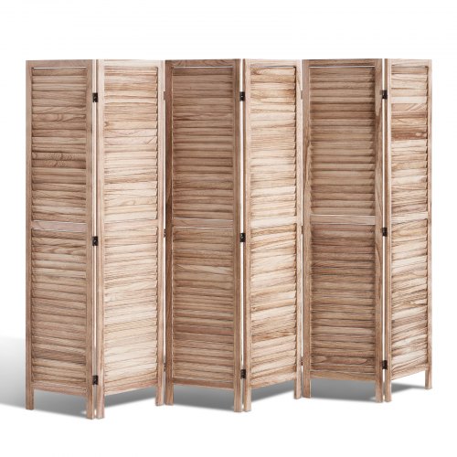 Wood Room Divider, 6 Panel Wood Folding Privacy Screen, 66.9 Inches Tall Indoor Louvered Partition Divider, Portable Decoration Screen, for Room Separation, Home, Office, Restaurant & Bedroom