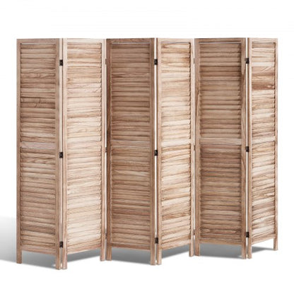 Wood Room Divider, 6 Panel Wood Folding Privacy Screen, 66.9 Inches Tall Indoor Louvered Partition Divider, Portable Decoration Screen, for Room Separation, Home, Office, Restaurant & Bedroom