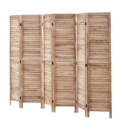Wood Room Divider, 6 Panel Wood Folding Privacy Screen, 66.9 Inches Tall Indoor Louvered Partition Divider, Portable Decoration Screen, for Room Separation, Home, Office, Restaurant & Bedroom