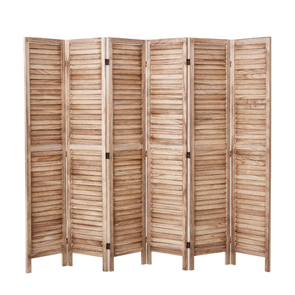 Wood Room Divider, 6 Panel Wood Folding Privacy Screen, 66.9 Inches Tall Indoor Louvered Partition Divider, Portable Decoration Screen, for Room Separation, Home, Office, Restaurant & Bedroom