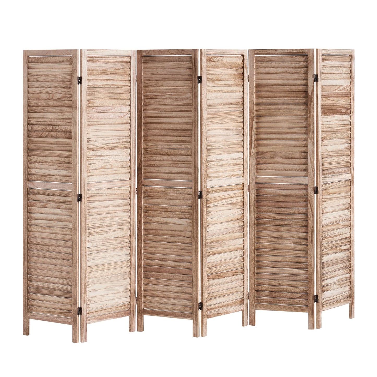 Wood Room Divider, 6 Panel Wood Folding Privacy Screen, 66.9 Inches Tall Indoor Louvered Partition Divider, Portable Decoration Screen, for Room Separation, Home, Office, Restaurant & Bedroom