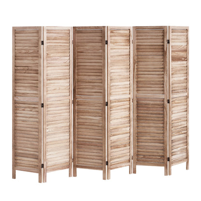 Wood Room Divider, 6 Panel Wood Folding Privacy Screen, 66.9 Inches Tall Indoor Louvered Partition Divider, Portable Decoration Screen, for Room Separation, Home, Office, Restaurant & Bedroom