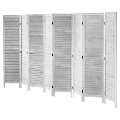 Wood Room Divider, 8 Panel Wood Folding Privacy Screen, 66.9 Inches Tall Indoor Louvered Wooden Partition, Portable Decoration Screen, for Room Separation, Home, Office, Restaurant & Bedroom
