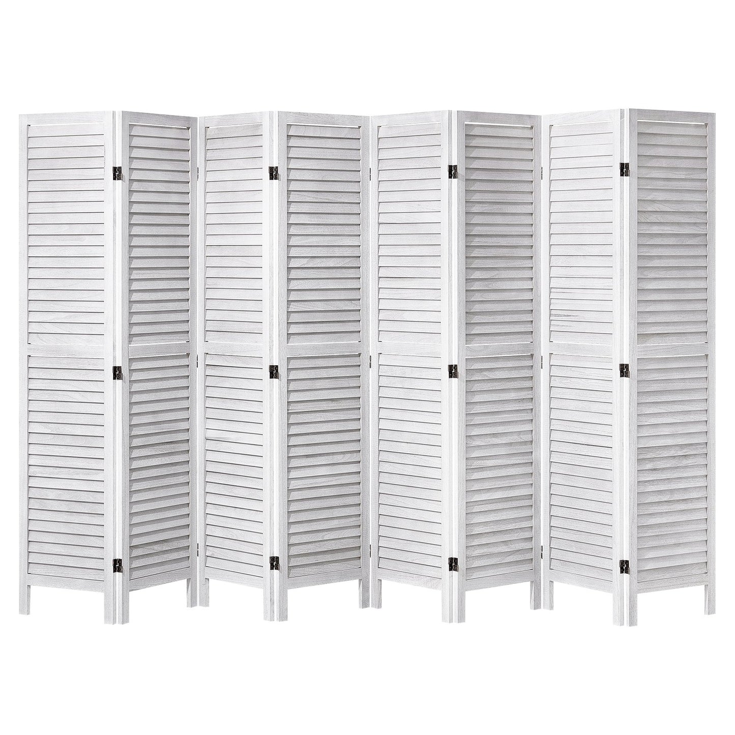 Wood Room Divider, 8 Panel Wood Folding Privacy Screen, 66.9 Inches Tall Indoor Louvered Wooden Partition, Portable Decoration Screen, for Room Separation, Home, Office, Restaurant & Bedroom