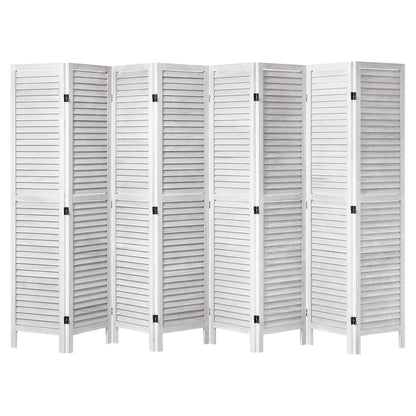 Wood Room Divider, 8 Panel Wood Folding Privacy Screen, 66.9 Inches Tall Indoor Louvered Wooden Partition, Portable Decoration Screen, for Room Separation, Home, Office, Restaurant & Bedroom