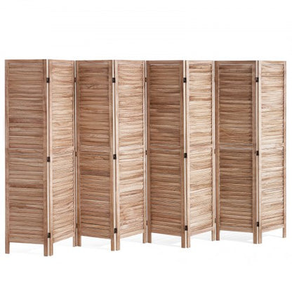 Wood Room Divider, 8 Panel Wood Folding Privacy Screen, 66.9 Inches Tall Indoor Louvered Partition Divider, Portable Decoration Screen, for Room Separation, Home, Office, Restaurant & Bedroom